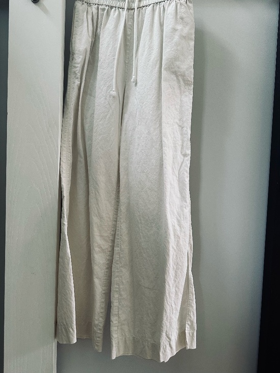 Frame Pants - FRAME Wide-Leg Pants · Off-White · Side Slits · Elastic Waist Size M